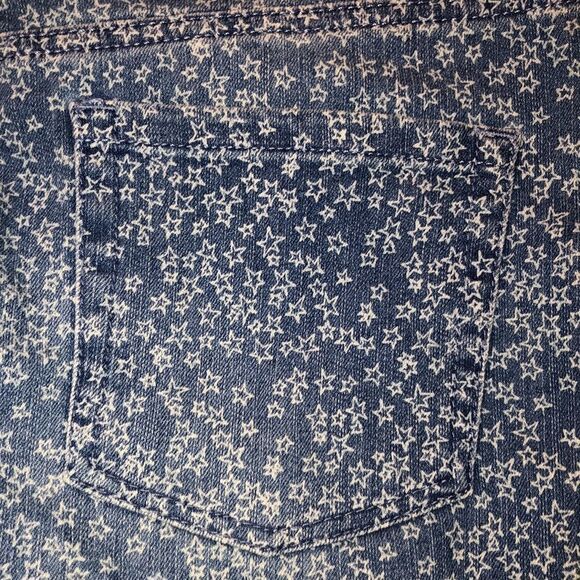 𝑮𝑽 6 Custom Rare Star Print Raw Hem Mom Amanda Blue White Shorts - Picture 8 of 11